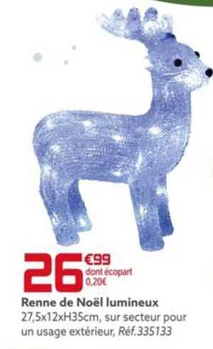 renne de noël lumineux