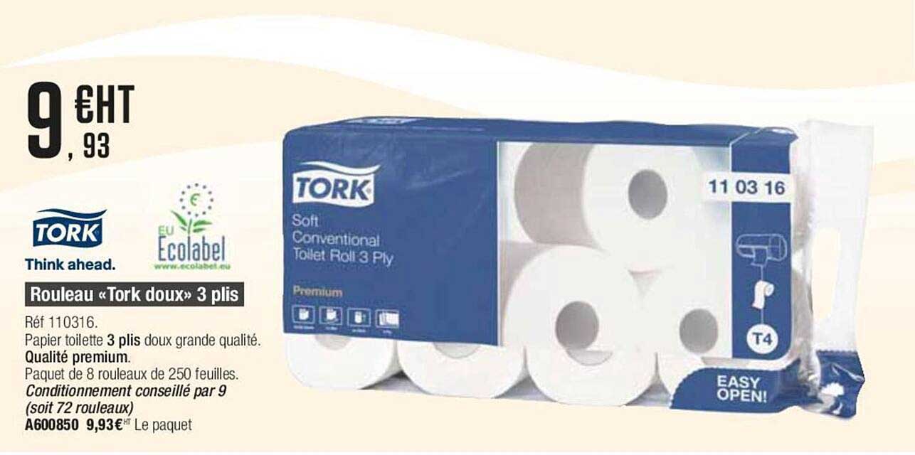 rouleau «tork doux» 3 plis tork