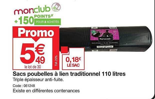 sacs poubelles à lien traditionnel 110 litres