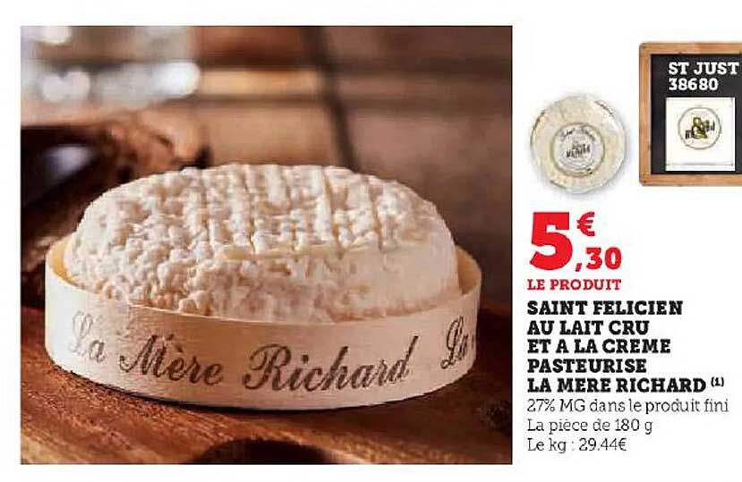 saint félicien au lait cru et à la crème pasteurisé la mère richard
