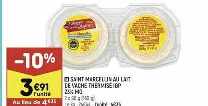 Saint Marcellin Au Lait De Vache Thermisé Igp 23% Mg