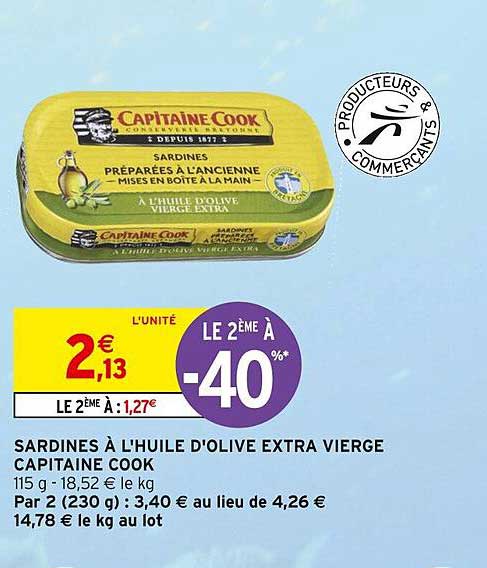 sardines à l'huile d'olive extra vierge capitaine cook