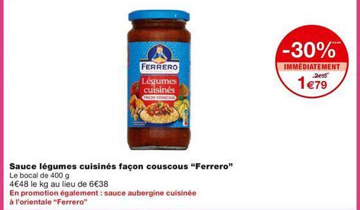sauce légumes cuisinés façon couscous "ferrero"