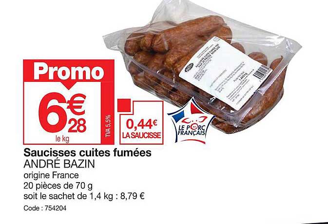 saucisses cuites fumées andré bazin