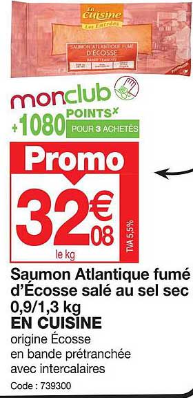 saumon atlantique fumé d'écosse salé au sel sec 0,9/1,3 kg en cuisine