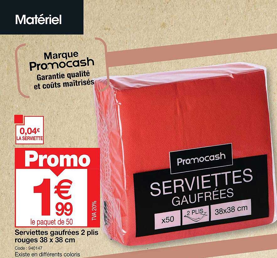 serviettes gaufrées 2 plis rouges