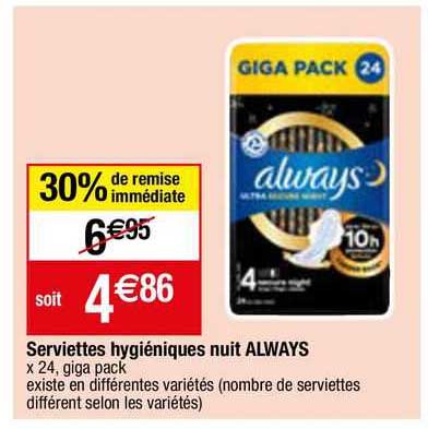 Serviettes Hygiéniques Nuit Always