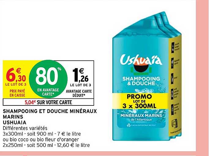 shampooing et douche minéraux marins ushuaïa