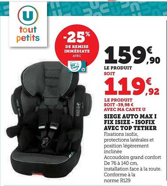 siège auto max i fix isize - isofix avec top tether