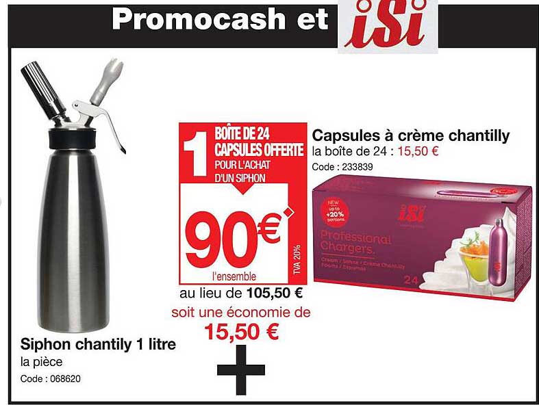 siphon chantily 1 litre capsules à crème chantilly