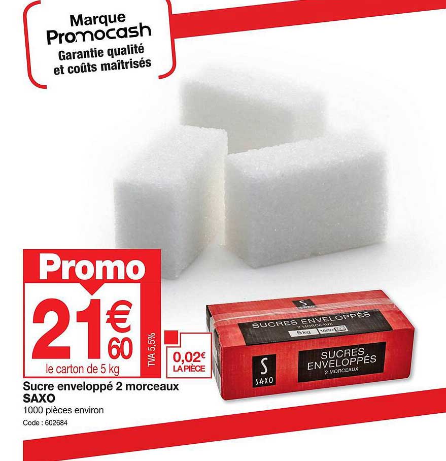 Sucre Envoloppé 2 Morceaux Saxo