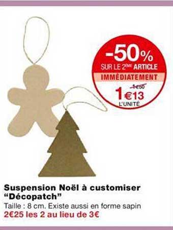 Suspension Noël à Customiser "décopatch"