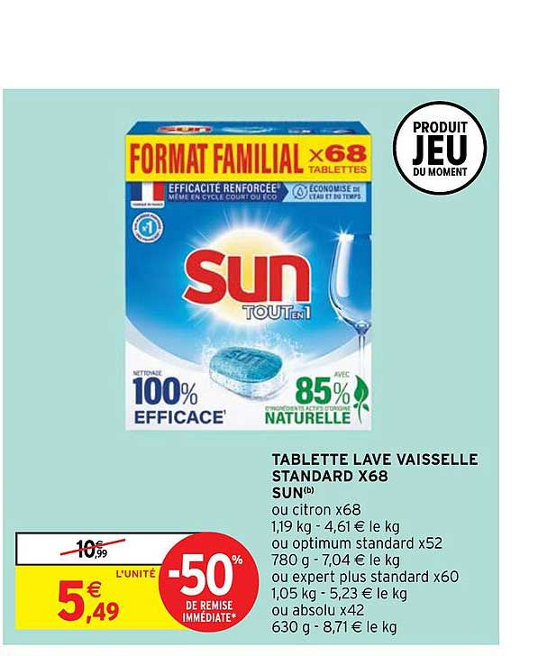 tablette lave vaisselle standard x68 sun