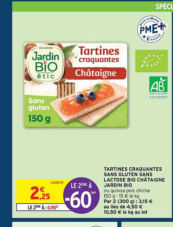 tartines craquantes sans gluten sans lactose bio châtaigne jardin bio