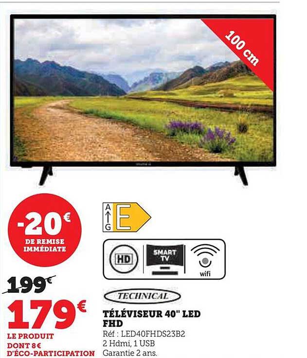 téléviseur 40" led fhd 100 cm technical
