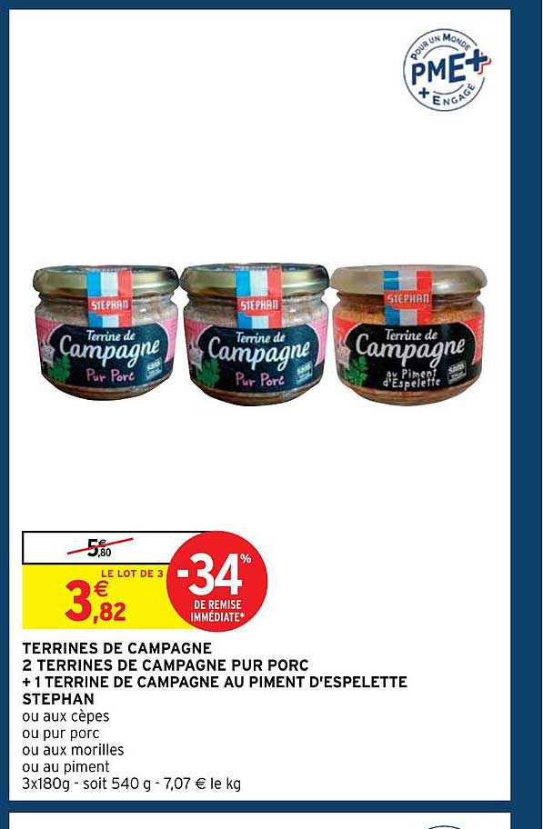terrines de campagne 2 terrines de campagne pur porc + 1 terrine de campagne au piment d'espelette stephan