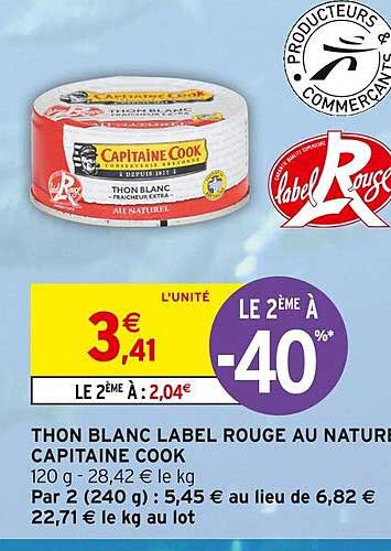thon blanc label rouge au naturel capitaine cook