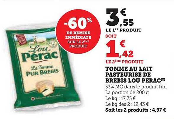 tomme au lait pasteurisé de brebis lou pérac
