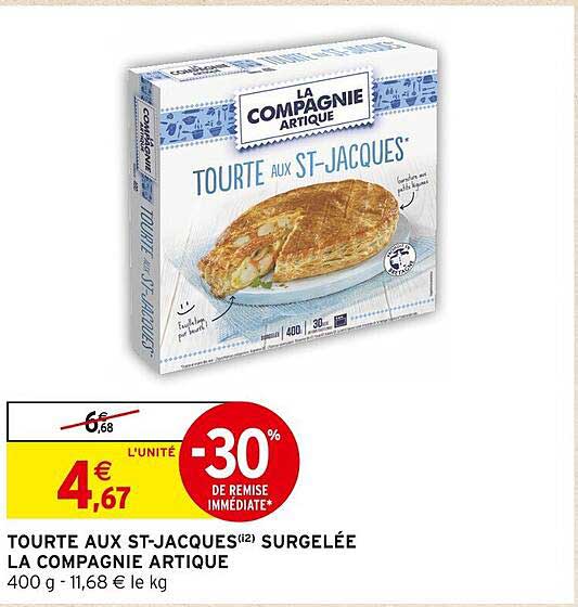 tourte aux st-jacques surgelée la compagnie artique