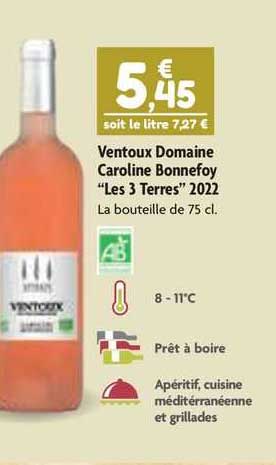 ventoux domaine caroline bonnefoy "les 3 terres" 2022