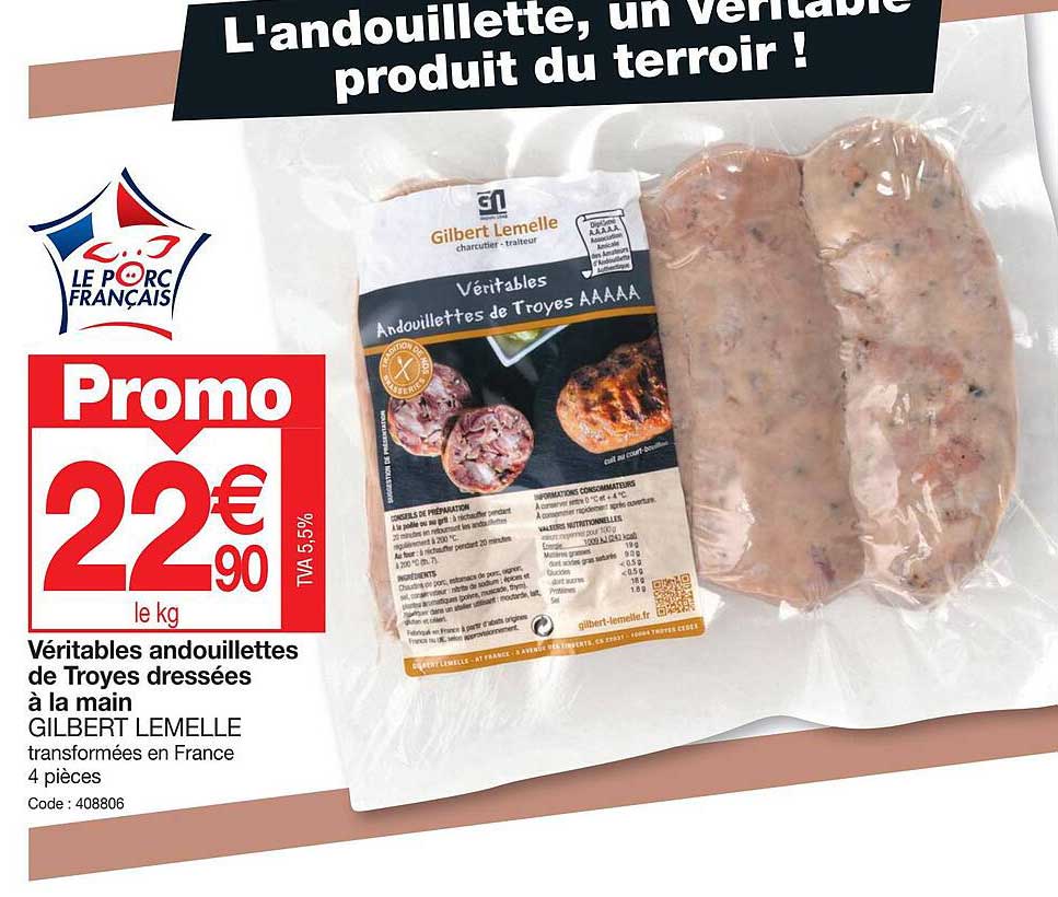 véritables andouillettes de troyes dressées à la main gilbert lemelle