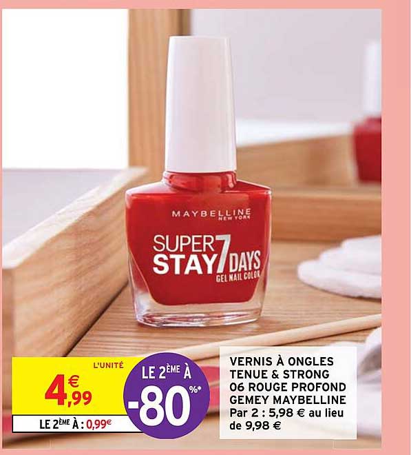 vernis à ongles tenue & strong 06 rouge profond gemey maybelline