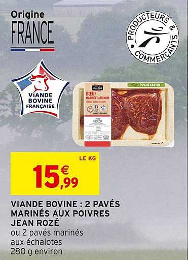 viande bovine : 2 pavés marinés aux poivres jean rozé