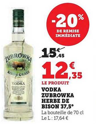 vodka zubrowka herbe de bison 37,5°