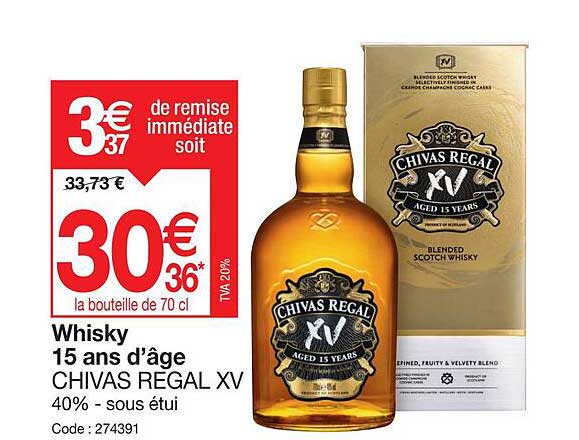 whisky 15 ans d'âge chivas regal xv