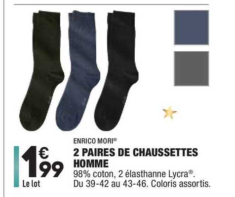 2 paires de chaussettes homme enrico mori