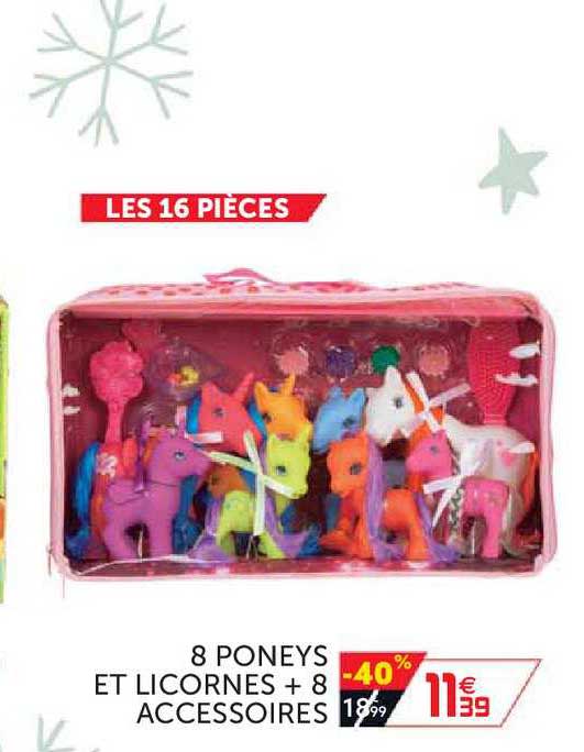 8 poneys et licornes + 8 accessoires