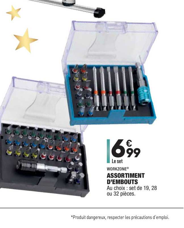 assortiment d'embouts workzone