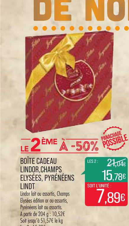 boîte cadeau lindor champs elysées pyrénéens lindt le 2ème à -50%
