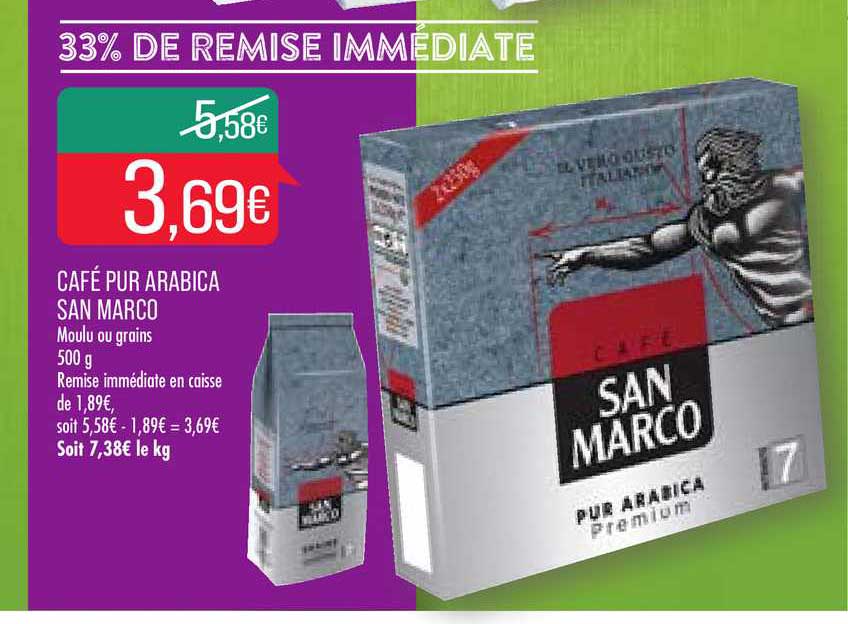 café pur arabica san marco 33% de remise immédiate