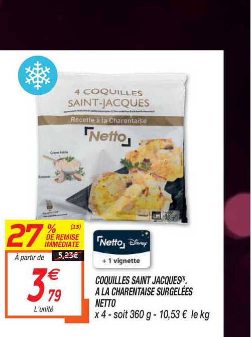 coquilles saint jacquis à la charentaise surgelées 27% de remise immédiate