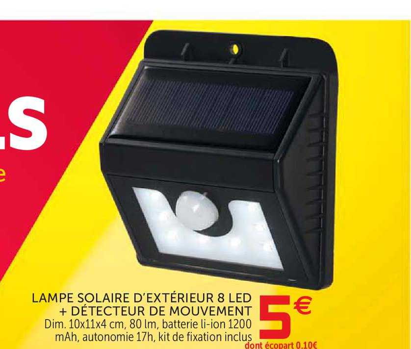 lampe solaire d'extérieur 8 led + détecteur de mouvement