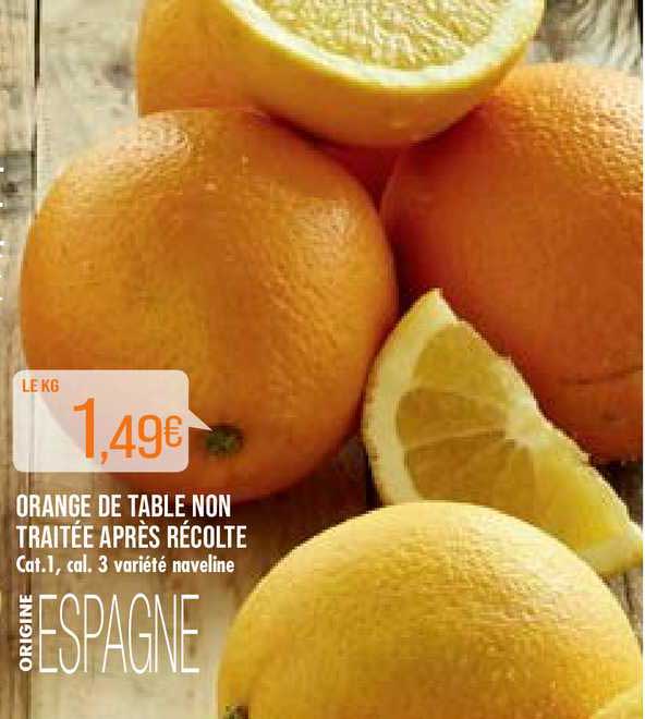 orange de table non traitée après récolte