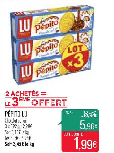 pépito lu 2 achetés = le 3ème offert