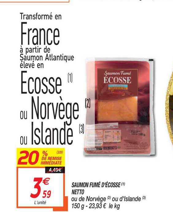 saumon fumé d'écosse 20% de remise immédiate