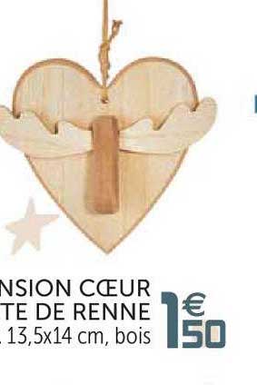 suspension cœur tête de renne