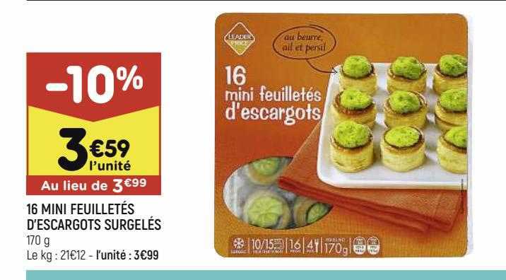 16 mini feuilletés d'escargots surgelés