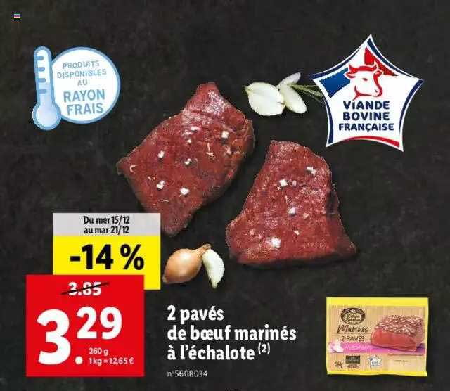 2 pavés de boeuf marinés à l'échalote