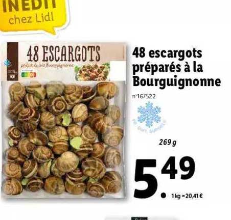 48 escargots préparés à la bourguignonne
