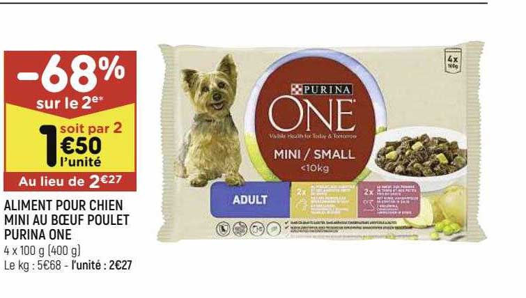 aliment pour chien mini au bœuf poulet purina one