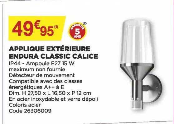 applique extérieure endura classic calice