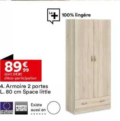 armoire 4 portes l. 80 cm space little