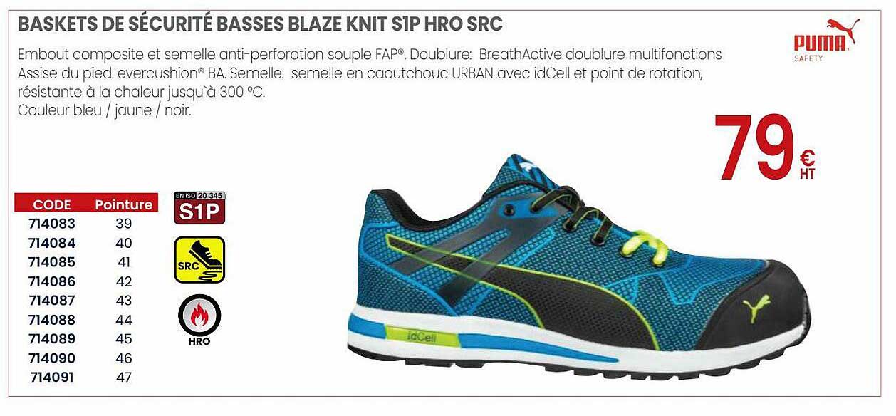 baskets de sérurité basses blaze knit s1p hro src
