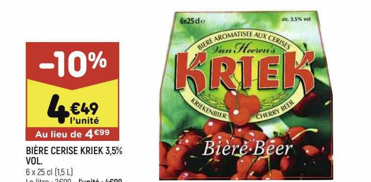 bière cerise kriek 3,5% vol.