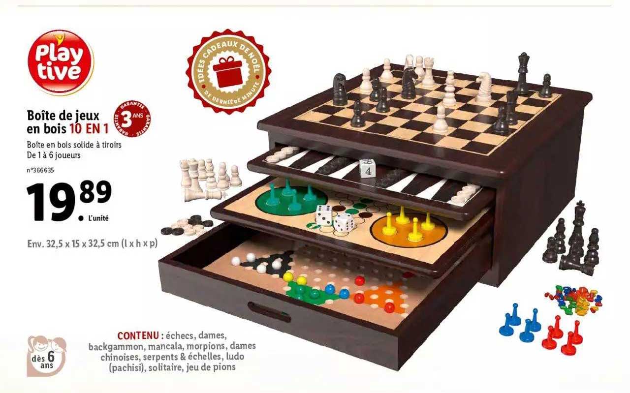 Boîte De Jeux En Bois 10 En 1 Playtive