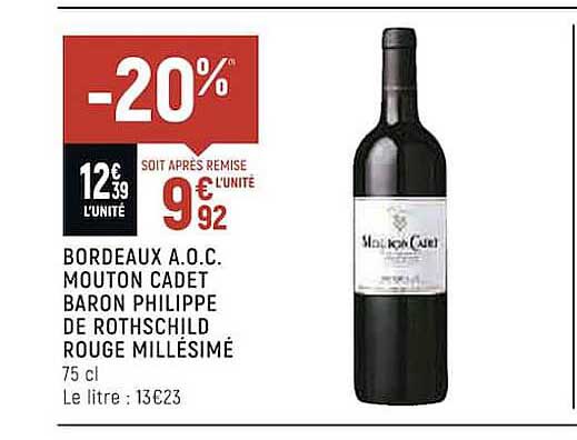 bordeaux a.o.c. mouton cadet baron philippe de rothschild rouge millésimé